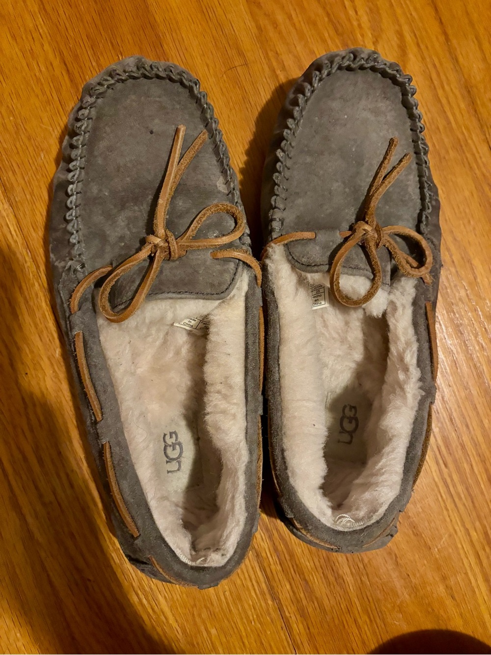 UGG Dakota Women's Gray Suede Moccasin Slipper with Shearling Lining